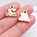 Goldener I Love Dogs Anhänger für DIY Schmuckherstellung mit Vorder- und Rückseite - KC Gold I Love DOGS Tag (20519)