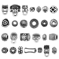 Vintage silver alloy spacer beads and DIY jewelry charms displayed on white background - Antique Silver Spacer Beads Set (SN1034)