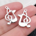 Colgante de nota musical de aleación plateada para joyería DIY y pulseras - Nota Musical (20909)
