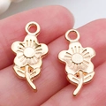 Gedetailleerde gouden vintage bloemenhangers met zonnebloem en klaver ontwerpen - KC Gold Flower (21x11mm)