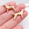 Goldene Hundeanhänger aus Legierung für DIY Armbänder mit Fellstruktur-Details - KC-Gold Langhaariger Hund (20520)
