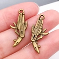 Par de dijes de cuchillo plegable de aleación de bronce vintage para collares y llaveros DIY - Navaja Multiusos de Bronce Antiguo (20440)