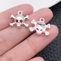 Colgante calavera plateada con huesos cruzados para bisutería y fabricación de joyas - Calavera (20123) / 1 Pieza (15x14mm) / Plata Brillante