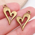 Vintage bronzen hartvormige bedeltjes met opengewerkt design voor DIY sieraden - Antiek Brons Hart (19953)