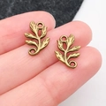 Vintage bronzen legering blad hanger met nerven voor het maken van sieraden en sleutels - Antiek Bronzen Tak (3531)