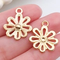 Gedetailleerde gouden bloem hanger van legering voor DIY sieraden accessoires - KC Gold Hollow Flower (19x17mm)