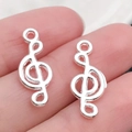 Colgantes de clave de sol en aleación de plata para collares y pulseras DIY - Nota Musical Pequeña (20918)