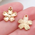 Gouden legering bloem hanger met vijf bladeren voor DIY sieraden en hart details - KC Gold Flower (14x12mm)