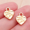 Roségouden hartvormige bedeltjes met Made with Love gravure voor DIY sieraden - KC Gouden Made With Love Hart (18263)
