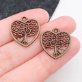 Hartvormige levensboom hanger in bronslegering voor DIY sieraden maken hobby - Antiek Bronzen Hart Levensboom (19922)