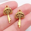 Colgantes de llave de búho dorados vintage para accesorios de joyería DIY, set de dos - Llave Búho de Oro Antiguo (20955)