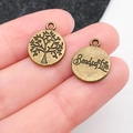 Antieke bronzen hanger met levensboom en Bread of Life gravure voor DIY sieraden maken - Antieke Ronde Levensboom (19925)