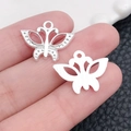 Colgantes de mariposa huecos de aleación plateada para hacer joyas y llaveros DIY - Estilo Mariposa Plata Brillante (20191) / 19x15mm