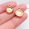 Goldener runder Metallanhänger mit Hundeknochen und THE DOG Gravur für DIY-Schmuck - KC-Gold Knochen-Hundenapf (20532)