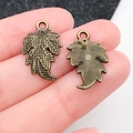 Vintage bronzen bladhangers met gedetailleerde nerven voor het maken van eigen sieraden - Antiek Blad (19927)