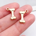 Set aus zwei goldfarbenen Knochenanhängern aus Metall für DIY Armbänder und Halsketten - KC-Gold Knochen (20533)