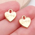 Gouden hartvormige hanger van legering met Love-gravure voor DIY sieraden maken - KC Gouden Love Hart (19977)