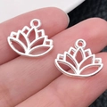 Zilveren holle lotusbloem hanger van legering voor het maken van DIY sieraden - Bright Silver Hollow Lotus (14x16mm)