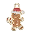 Colgante de hombre de jengibre navideño esmaltado para creación de joyas - Papá Noel Color Café (13x20mm)