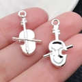 Colgante de violín plateado de aleación para collares y pulseras de joyería - Violín (20927)