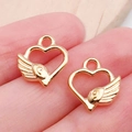Set van twee vergulde hart-vleugel hangers van legering voor DIY-sieradenaccessoires - KC Gouden Hart Vleugels (19980)