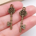 Colgantes de llave en bronce antiguo con diseño de cruz para joyería artesanal DIY - Llave Bronce Antiguo (20978)
