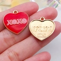 Hartvormige hanger met XOXO-emaille letters voor het maken van DIY-sieraden - Rood Druppelolie XOXO Hart (21326)