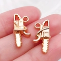Colgantes de motosierra miniatura en oro rosa para collares y accesorios de joyería - Motosierra de Oro KC (20430)