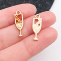 Gouden champagneglas bedeltjes van legering voor DIY-sieraden en creatieve kettingen - Wijnglas (18367)