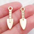 Dijes de mini pala de aleación oro rosa para creación de joyas DIY y llaveros - Pala de Oro KC (20432)
