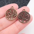 Antiek bronzen levensboom bedeltjes voor het maken van sieraden en sleutelhangers - Antieke Ronde Levensboom (19935)