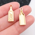 Roségouden GIN-flesvormige legering hangers met gravure voor DIY-sieradenontwerp - Wijnfles (20809)