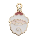 Colgante de Papá Noel esmaltado en oro con diamantes para crear joyas personalizadas - Cabeza de Papá Noel Rojo Blanco con Brillantes (15x25mm)