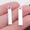 Colgante de regla plateada de aleación con escala para collares DIY y llaveros - Regla de Plata Brillante (20216)
