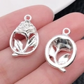 Zilveren holle roos en zonnebloem legering hanger voor doe-het-zelf sieraden maken - Bright Silver Hollow Rose (18x12mm)