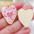 Roze LOVE luchtballon hartvormige hanger met gouden afwerking voor Valentijn sieraden - Roze Wit Onregelmatig Luipaard Hart (21371)