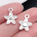 Zilveren bloemenhangers voor DIY sieraden met getextureerde bloembladen en ring - Bright Silver Flower (14x11mm)