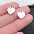 Silberne Herzanhänger mit Hundepfote und my Dog Gravur für DIY-Schmuckzubehör - Glanzsilber MyDog Herz Charm (20545)