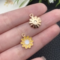 Cute yellow and white enamel daisy flower alloy pendant for DIY jewelry making - Yellow Enamel Round Daisy Flower (11071)