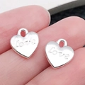 Zilveren hartvormige hangers met Love-gravure voor DIY sieraden maken bedeltjes - Glanzend Zilveren Love Hart (19957)