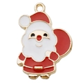 Colgante de Papá Noel esmaltado con acabado dorado para manualidades de joyas navideñas - Papá Noel Rojo Blanco (17x22mm)