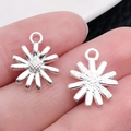 Zilveren madeliefje hanger van legering voor doe-het-zelf sieraden en knutselwerk - Bright Silver Flower (14x12mm)