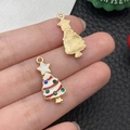 Colgante de árbol de Navidad con pedrería de colores y esmalte blanco para joyas DIY - Árbol de Navidad con Estrás Blanco