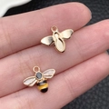 Cute yellow honey bee alloy pendant with colorful enamel finish for DIY jewelry crafts - Yellow Enamel Bee (11860)