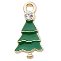 Colgante de árbol de Navidad con esmalte verde y diamantes de imitación dorados - Árbol de Navidad Verde con Brillantes (10x20mm)
