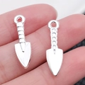 Juego de dos colgantes de pala en aleación plateada para collares y llaveros hechos mano - Pala de Plata Brillante (20405)
