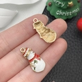 Colgante de muñeco de nieve en aleación dorada con esmalte blanco y rojo para joyas - Muñeco de Nieve de Navidad Esmalte Blanco