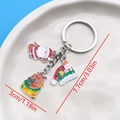 Christmas enamel keychain with Santa, reindeer and hat pendants on white ceramic plate - Santa Reindeer Christmas Tree Style (ER826)
