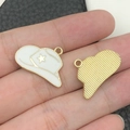 White enamel cowboy hat charm with gold star detail for DIY jewelry making - White Enamel Cowboy Hat (21157)