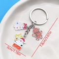 Christmas enamel keychain with gingerbread man and santa pendants, size 7.8cm in length - Santa Lights Gingerbread Man Tree Style (ER827)
